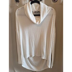 Anthropologie Saturday Sunday Tunic Sweater Sz 2x‎ White Cowl Neck Ribbed 16119x